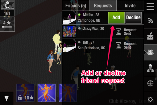 Mixr App friend requests